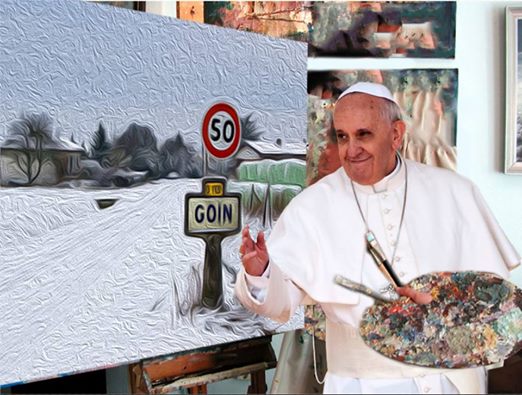 Le pape a peint Goin.  Le pape a peint Goin.  Le pape a, le pape a, le pape a peint Goin. 
