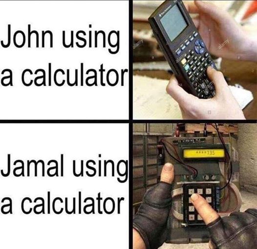 Jamal using a calculator 