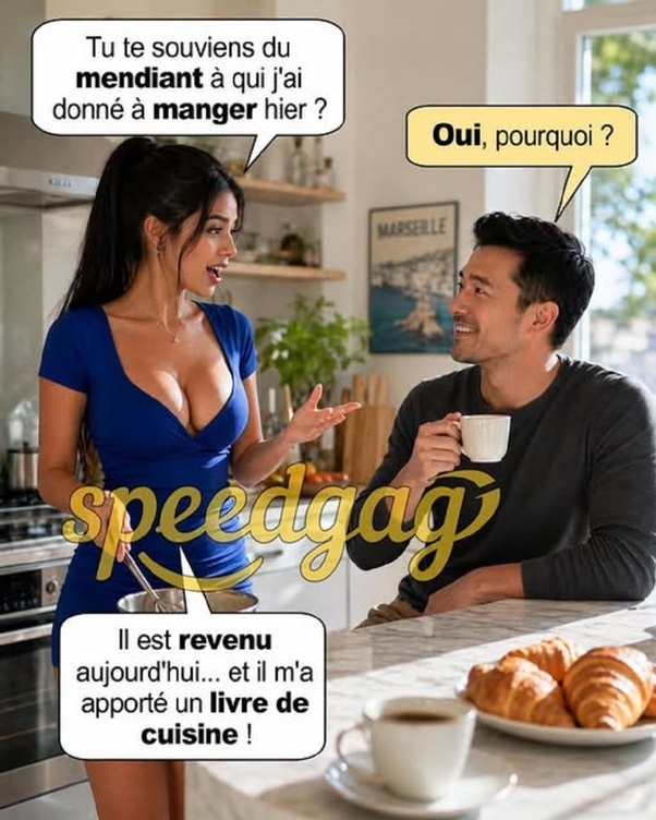 Le mendiant revient avec un livre de cuisine